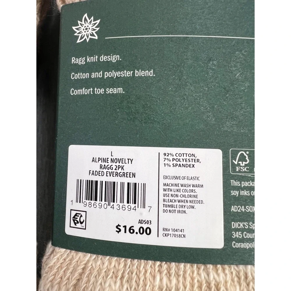 NEW 4‎ Pair Alpine Design Performance Hiking Crew Cut Ragg Socks Women's L 10 +